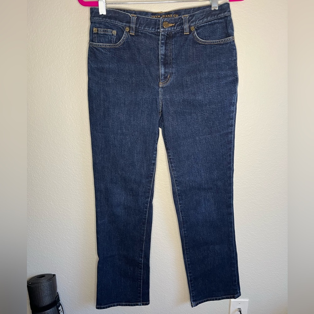 Ralph Lauren High Rise Straight Ankle Cotton Blue Jean Lauren Jeans Co #69